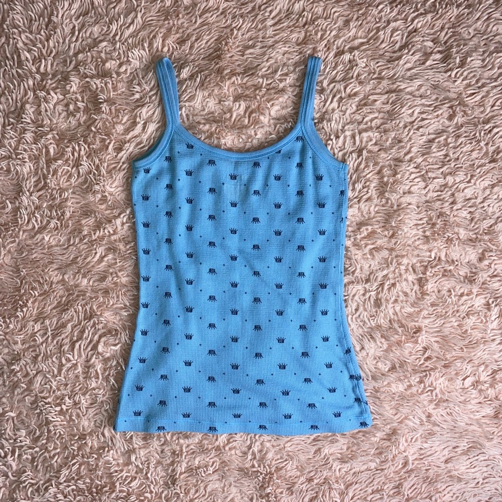 Xhilaration Blue Princess Crown Print Cami Sleepwear Tank, Size S - Picture 2 of 6